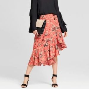 Who What Wear Asymmetrical Chiffon Skirt